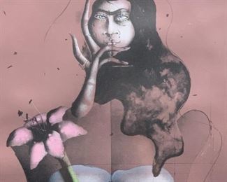 Framed Print, Flora by Paul Wunderlich (German, 1927-2010), Color Lithograph, 1971