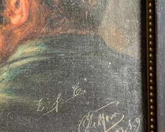 Framed Painting, Head Of Man In Fur Hat (19th century), Oil on Canvas Applied to Board, January 23, 1891