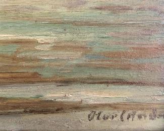 Framed Painting, Three Sailing Vessels At Low Tide, by Hans Harlander (German, 1880-1943), Oil on Panel