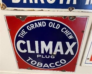 Porcelain Embossed Climax Plug Tobacco Advertising Sign