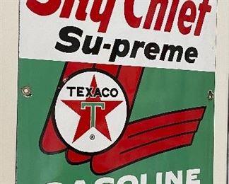 Porcelain Texaco Sky Chief Advertising Sign