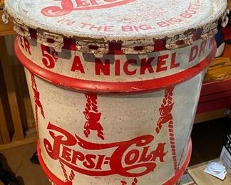 Old Pepsi Cola "A Nickel Drink" Double Dot Advertising Barrel