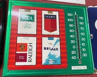Kool, Viceroy, Raleigh and Belair Cigarette Advertising Thermometer