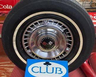 Club Tire Rack Display Sign with Chevrolet Wheel and Tire