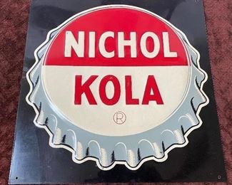 Nichol Kola Embossed Bottle Cap Sign