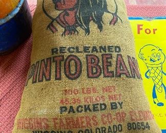 Pinto Bean Advertising Sack with Indian Graphics