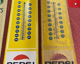 Two "Say Pepsi Please" Advertising Thermometers