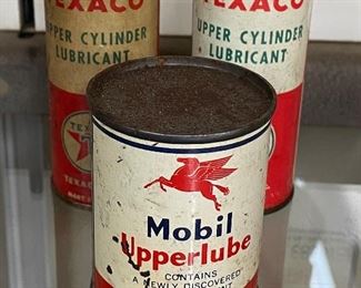 Mobil Upper Lube, Texaco Upper Cylinder Lubricant Cans