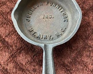 Small Cast Iron Johnson Furniture Mt. Airy N.C. Advertising Ashtray