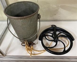 Old Well Bucket and Pulley
