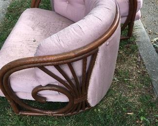 Bentwood rattan club chairs