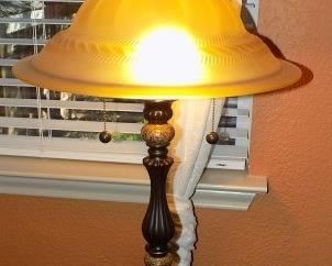 2 Heavy Iron Lamps with Glass Shade top.  $75 each.