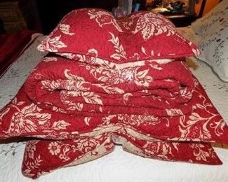 Red and White Quilted Comforter Set