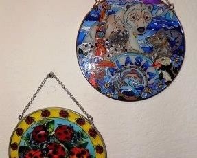 Stained Glass Lady Bug and Polar Bear Art