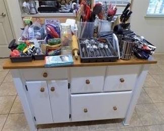 Moveable Kitchen Island Storage and Work Surface.