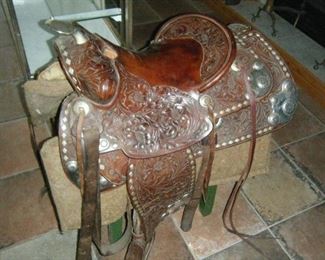 Hand tooled saddle