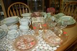 Depression Glass Crystal and Dining Table and Chairs