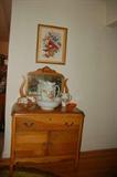 Antique Pitcher and Bowl Set, Antique Buffet-Wash Stand