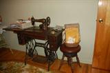 Singer Sewing machine, Piano Stool