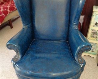 vintage leather wing back chair