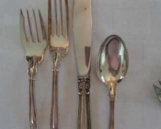 four piece place setting Gorham Chantilly sterling silver