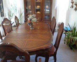 lovely dining table and eight chairs, matching china cabinet, and matching sideboard, Century Furniture of Distinction 