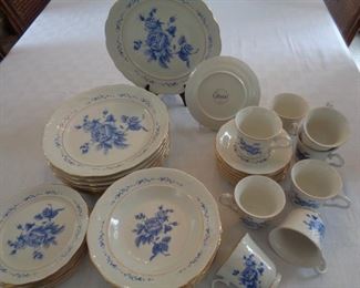 Gibson China, Blue Rose Pattern, 45 pieces total, eight 5-piece place-settings