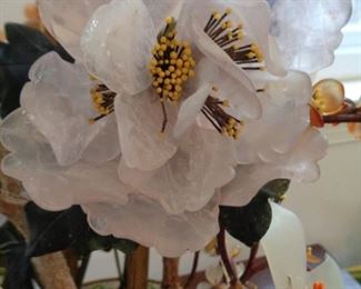 close-up of pink quartz flowers
