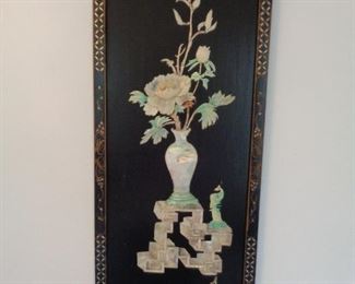 vintage Asian wall panel with Mother of Pearl