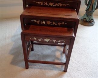 nesting tables with Mother of Pearl inlay