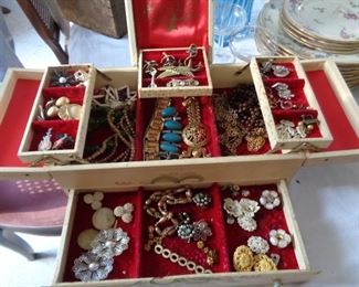 vintage jewelry box and costume jewelry