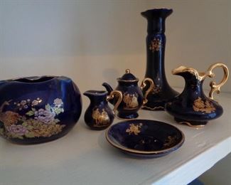 Limoges Castel France blue and gold porcelain