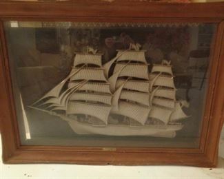 vintage Turner Manufacturing Co. Wall Art Shadowbox, 'The Flying Cloud 1850' handpainted