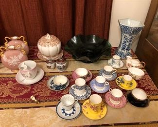 Large Antique Demitasse Cup and Saucer Collection 