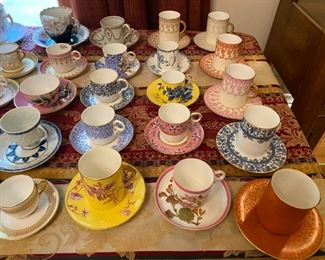 Large Antique Demitasse Cup and Saucer Collection