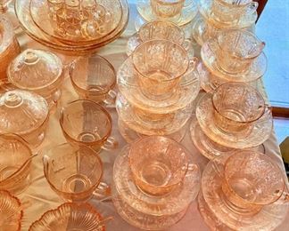 Large Pink Depression Glass Collection