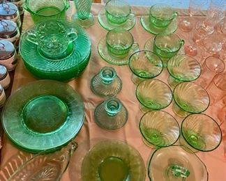 Green Depression Glass 