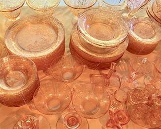 Large Pink Depression Glass Collection