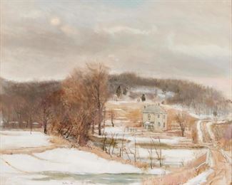 2: Robert Sudlow "Thawing Farm" (1985) Oil on Canvas