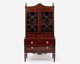 7: Georgian Period Mahogany Secretary Bookcase