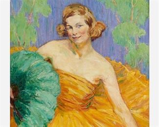 8: Agnes Millen Richmond "Young Woman with Fan" Oil/Canvas