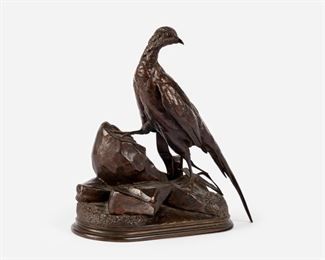 10: Jules Moigniez Bronze "Pheasant on a Rocky Outcrop"