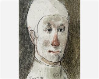 14: Lester Raymer "Somber Clown" (1988) Mixed Media