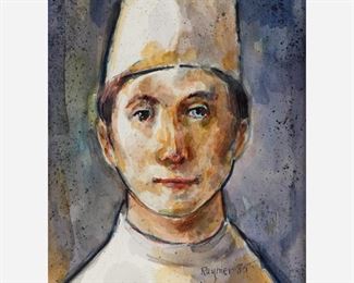 16: Lester Raymer "Clown Head" (1985) Watercolor