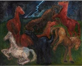 18: Jens Sondergaard (Danish, 1895-1957) Large "Horses" Oil