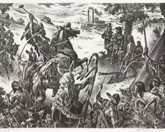 36: Charles Banks Wilson (1918-2013) "Encounter - IT" Litho