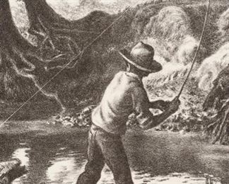 46: Charles Banks Wilson (1918-2013) "Boy on the Creek" Lithograph