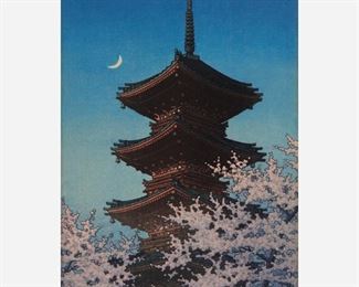 83: Hasui Kawase "Spring Evening" Woodblock, 1948 1st Ed.