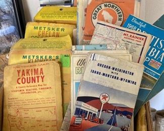 lots of old maps. Metskers, advert gas road maps, Railway