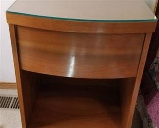 Bassett Mid Century Modern nightstand (glass top) 26 1/2 x 19 x 16